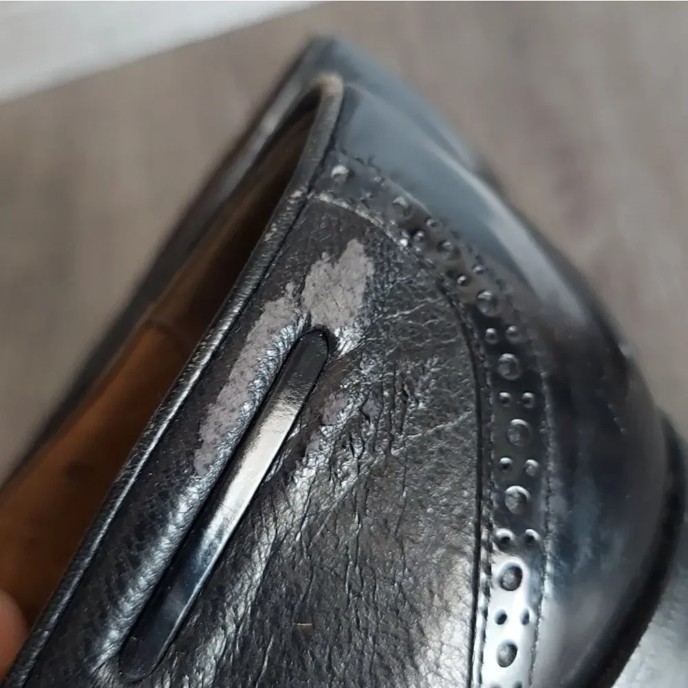 Stamati Mastroianni Hand Made Leather Wing Tip Tassel Loafers Black Size 11